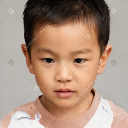 Neutral white child male with short  brown hair and brown eyes