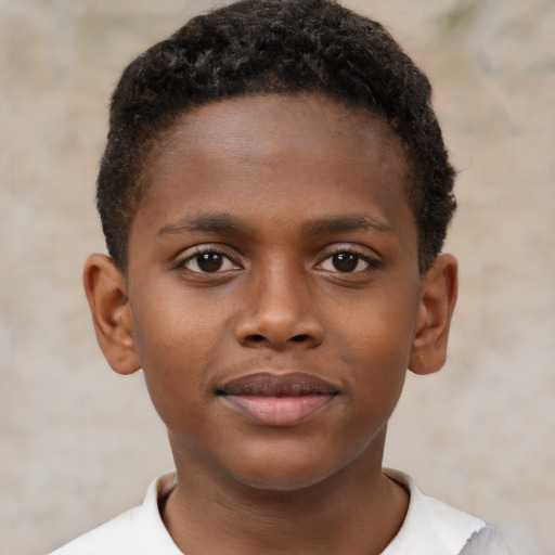 Neutral black child male with short  brown hair and brown eyes