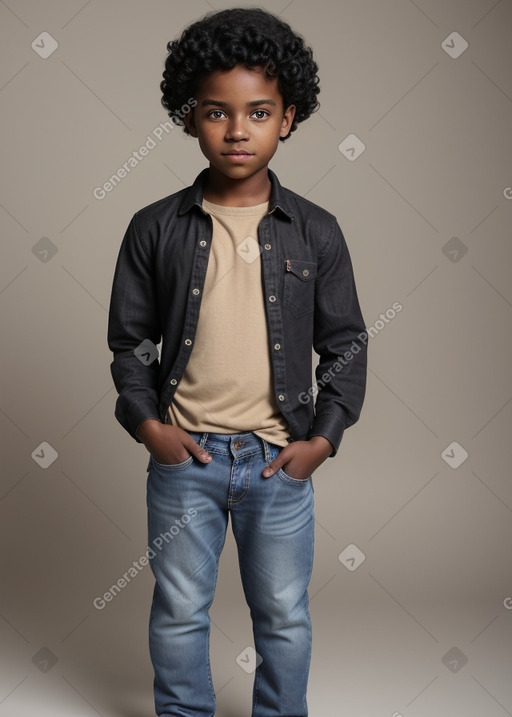 African american child male with  black hair