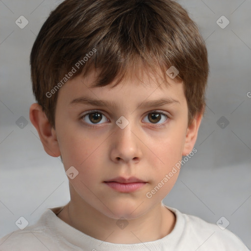 Neutral white child male with short  brown hair and brown eyes