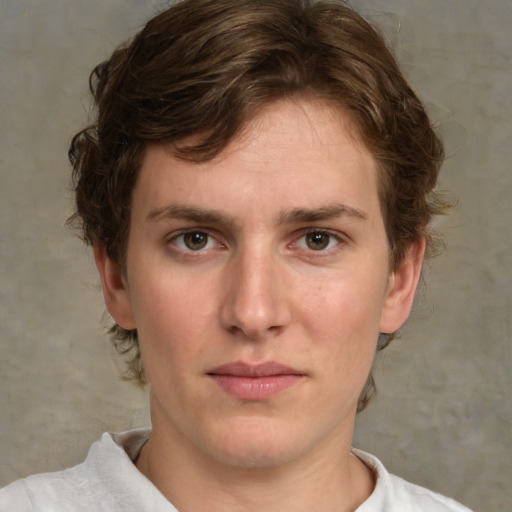 Neutral white young-adult male with medium  brown hair and brown eyes