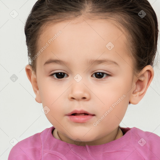 Neutral white child female with short  brown hair and brown eyes