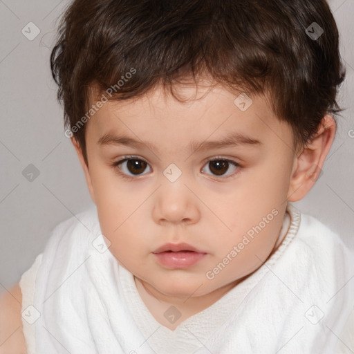 Neutral white child male with short  brown hair and brown eyes