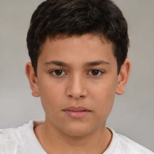Neutral white child male with short  brown hair and brown eyes