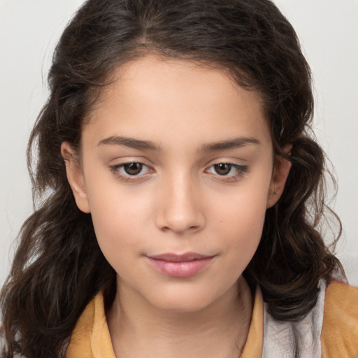 Neutral white child female with medium  brown hair and brown eyes