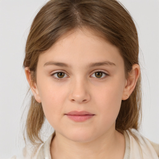 Neutral white child female with medium  brown hair and brown eyes