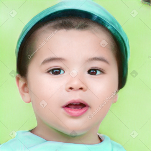 Neutral white child female with short  brown hair and brown eyes