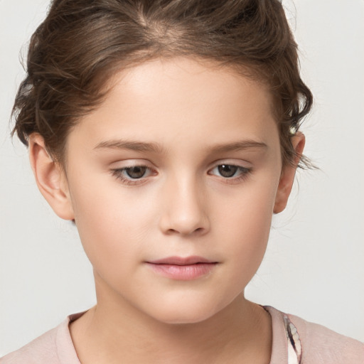 Neutral white child female with medium  brown hair and brown eyes