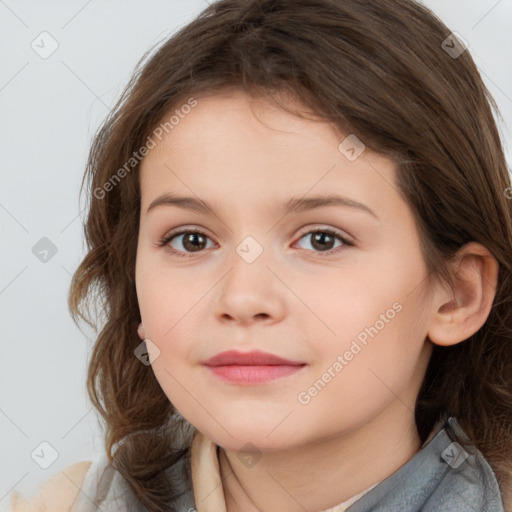 Neutral white child female with medium  brown hair and brown eyes