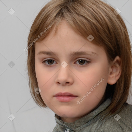 Neutral white child female with medium  brown hair and brown eyes