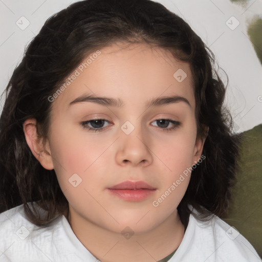 Neutral white child female with medium  brown hair and brown eyes