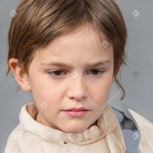 Neutral white child female with medium  brown hair and brown eyes