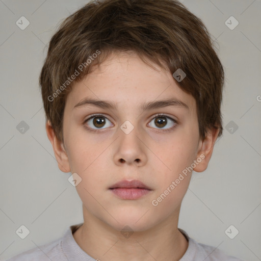 Neutral white child male with short  brown hair and brown eyes