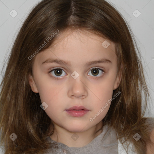 Neutral white child female with medium  brown hair and brown eyes