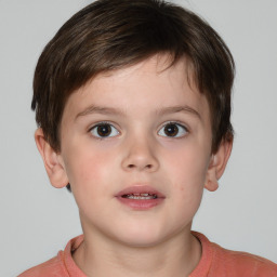Neutral white child male with short  brown hair and brown eyes
