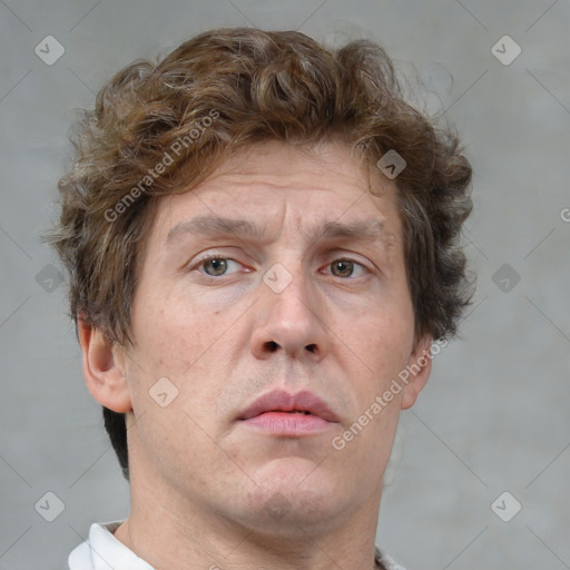 Neutral white adult male with short  brown hair and brown eyes