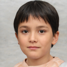 Neutral white child female with short  brown hair and brown eyes