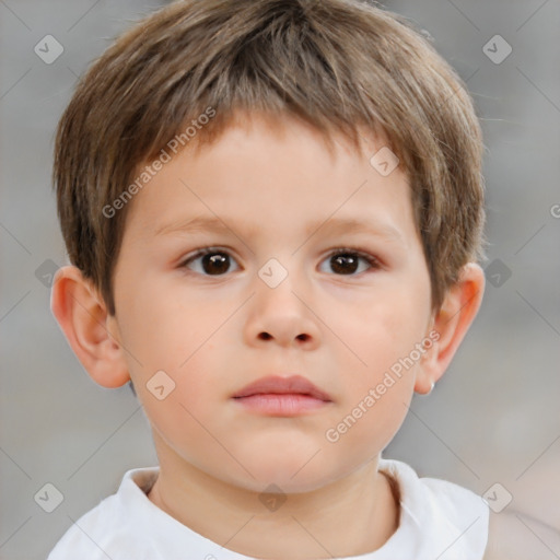 Neutral white child male with short  brown hair and brown eyes