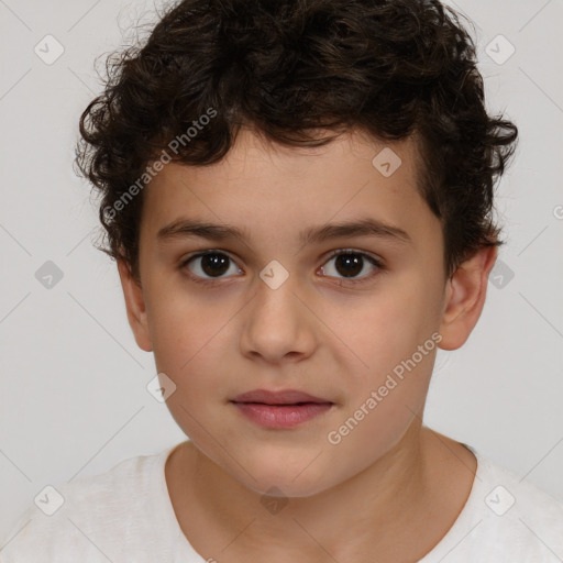 Neutral white child male with short  brown hair and brown eyes