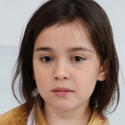 Neutral white child female with medium  brown hair and brown eyes