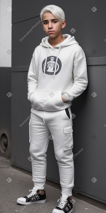 Colombian teenager boy with  white hair