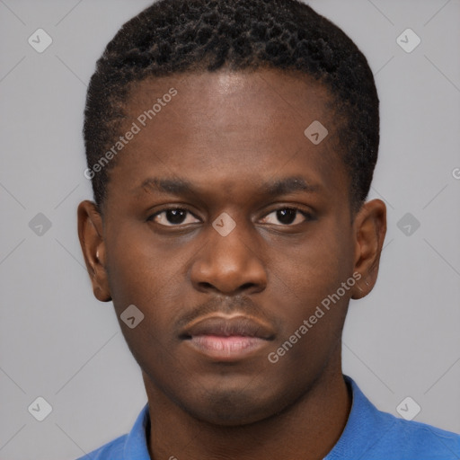 Neutral black young-adult male with short  brown hair and brown eyes