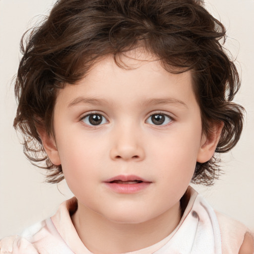 Neutral white child female with medium  brown hair and brown eyes