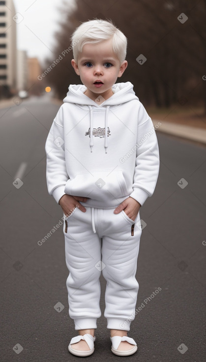 Caucasian infant boy with  white hair