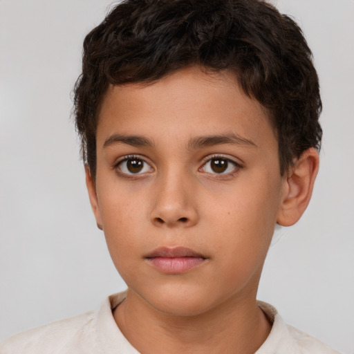 Neutral white child male with short  brown hair and brown eyes