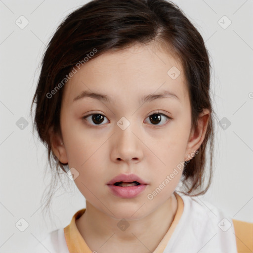 Neutral white child female with medium  brown hair and brown eyes