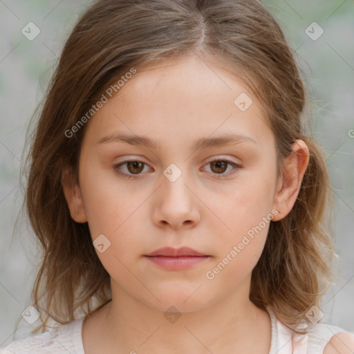 Neutral white child female with medium  brown hair and brown eyes