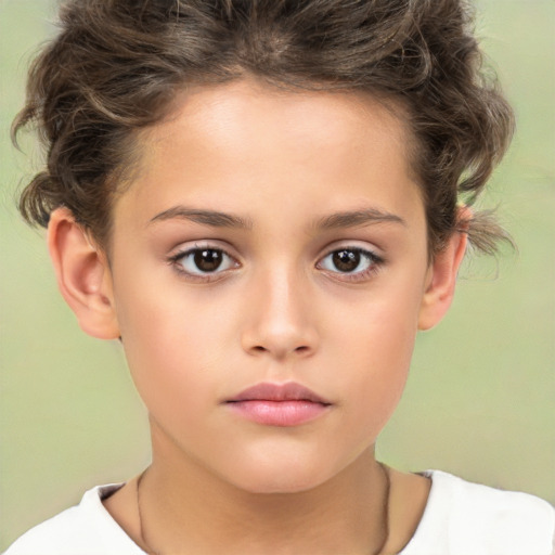 Neutral white child female with short  brown hair and brown eyes