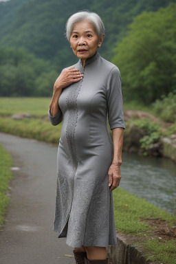 Malaysian elderly female with  gray hair