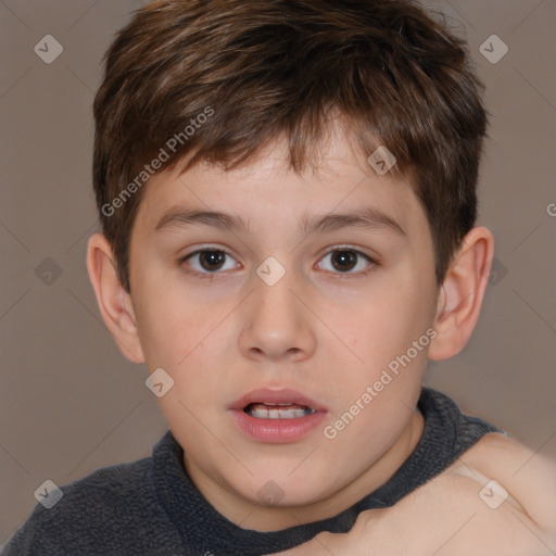 Neutral white child male with short  brown hair and brown eyes