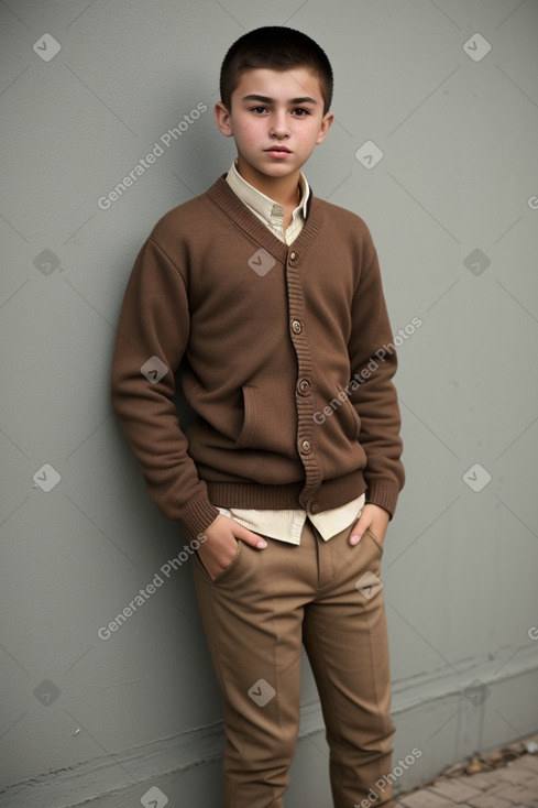 Uzbek teenager boy with  brown hair