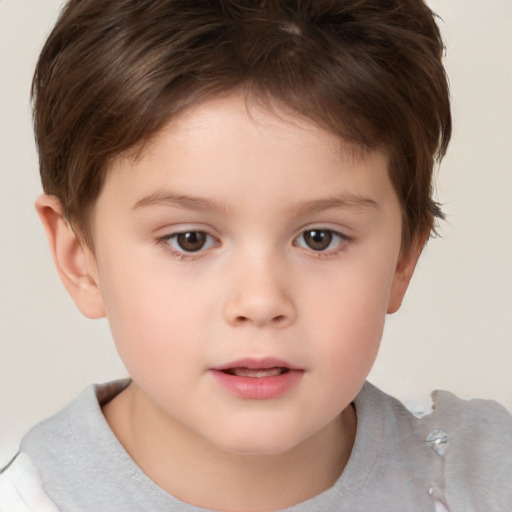 Neutral white child male with short  brown hair and brown eyes