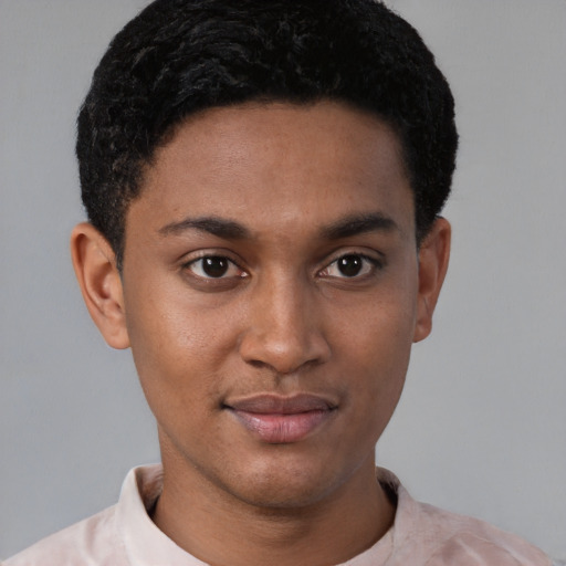 Neutral latino young-adult male with short  brown hair and brown eyes