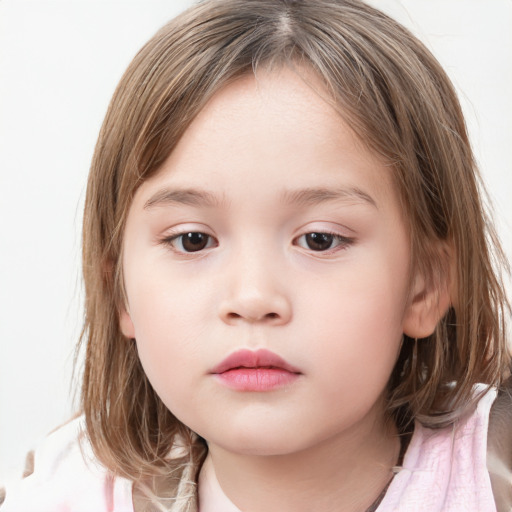 Neutral white child female with medium  brown hair and brown eyes