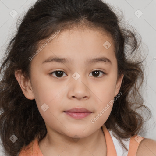 Neutral white child female with medium  brown hair and brown eyes