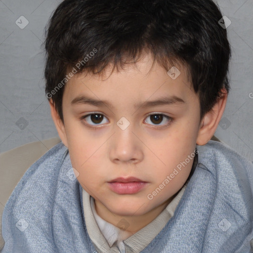 Neutral white child male with short  brown hair and brown eyes