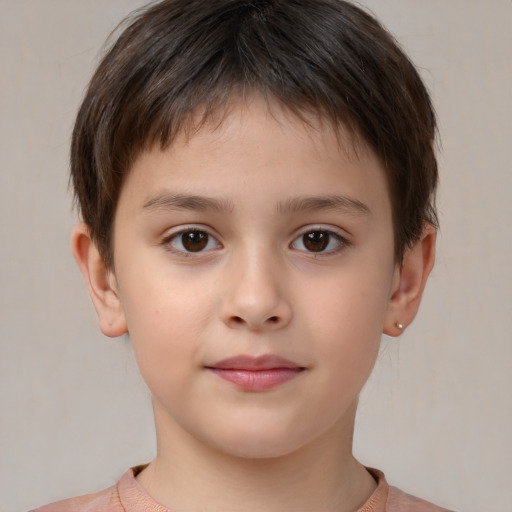 Neutral white child male with short  brown hair and brown eyes