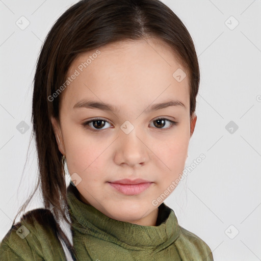 Neutral white child female with medium  brown hair and brown eyes