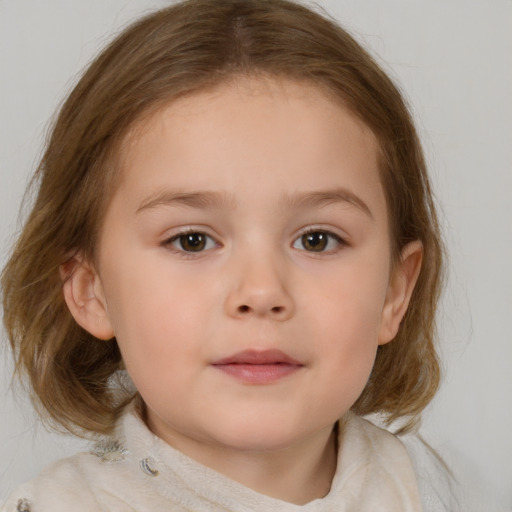 Neutral white child female with medium  brown hair and brown eyes