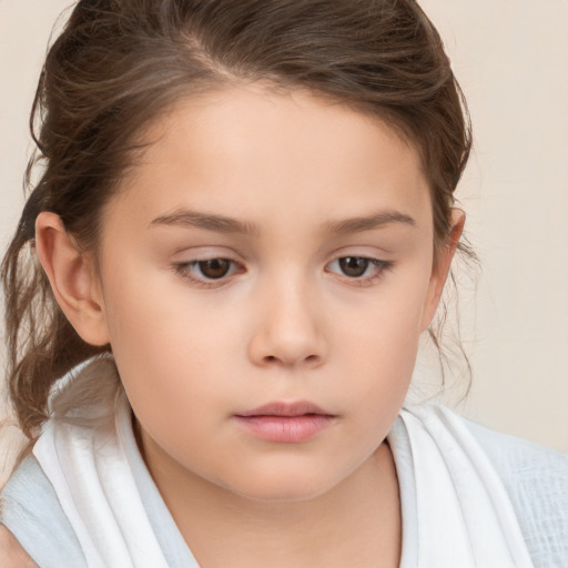 Neutral white child female with medium  brown hair and brown eyes