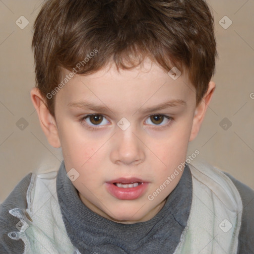 Neutral white child male with short  brown hair and brown eyes