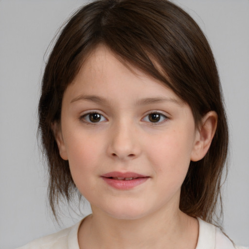 Neutral white child female with medium  brown hair and brown eyes