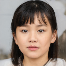 Neutral asian child female with medium  brown hair and brown eyes