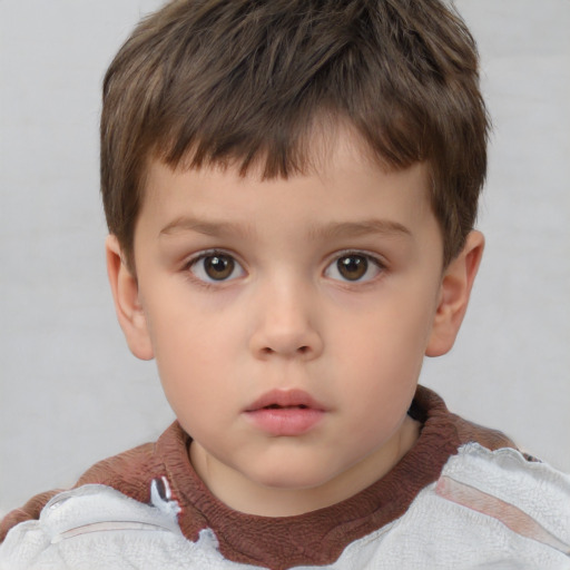 Neutral white child male with short  brown hair and brown eyes