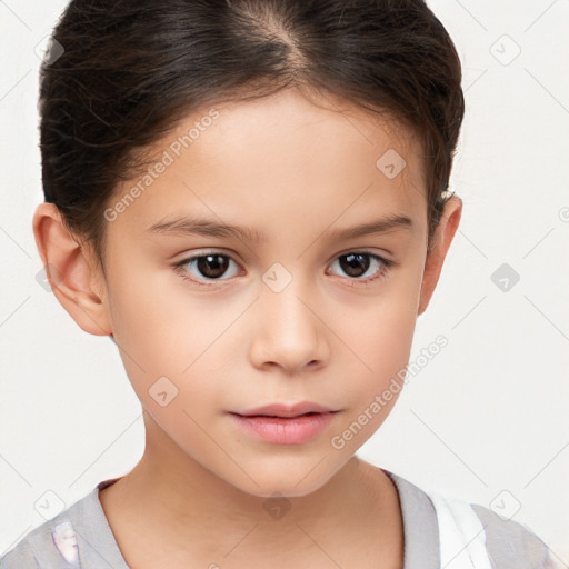 Neutral white child female with short  brown hair and brown eyes