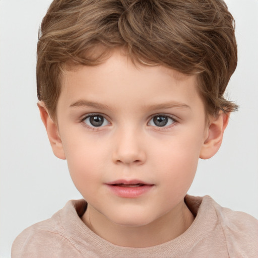 Neutral white child male with short  brown hair and brown eyes